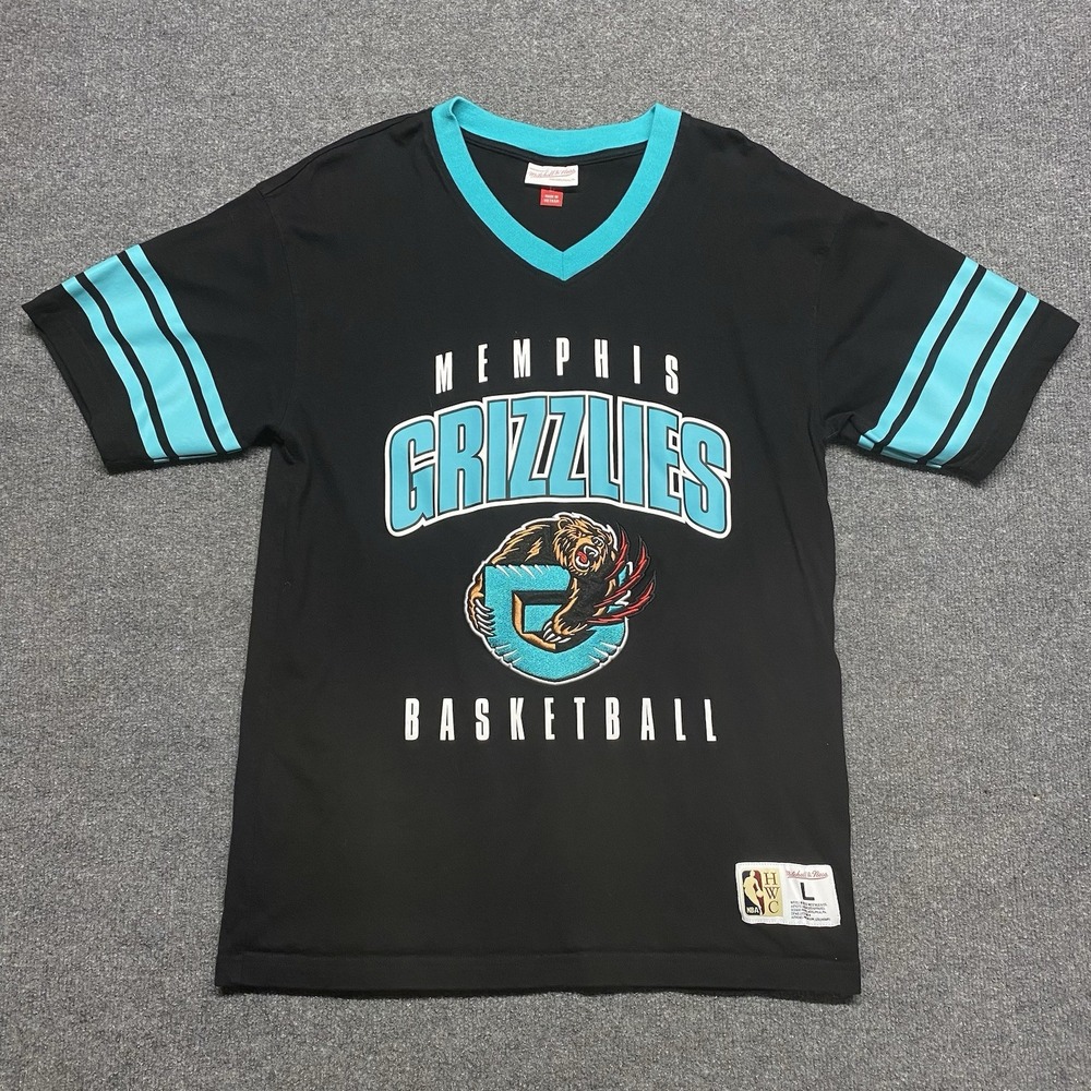 Mitchell & Ness Turquoise/Black Memphis Grizzlies Jersey Style Shirt Sz L VTG